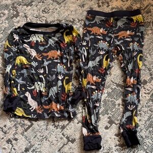 Little Sleepies Dinosaur Pajama Set - Black and Multicolor